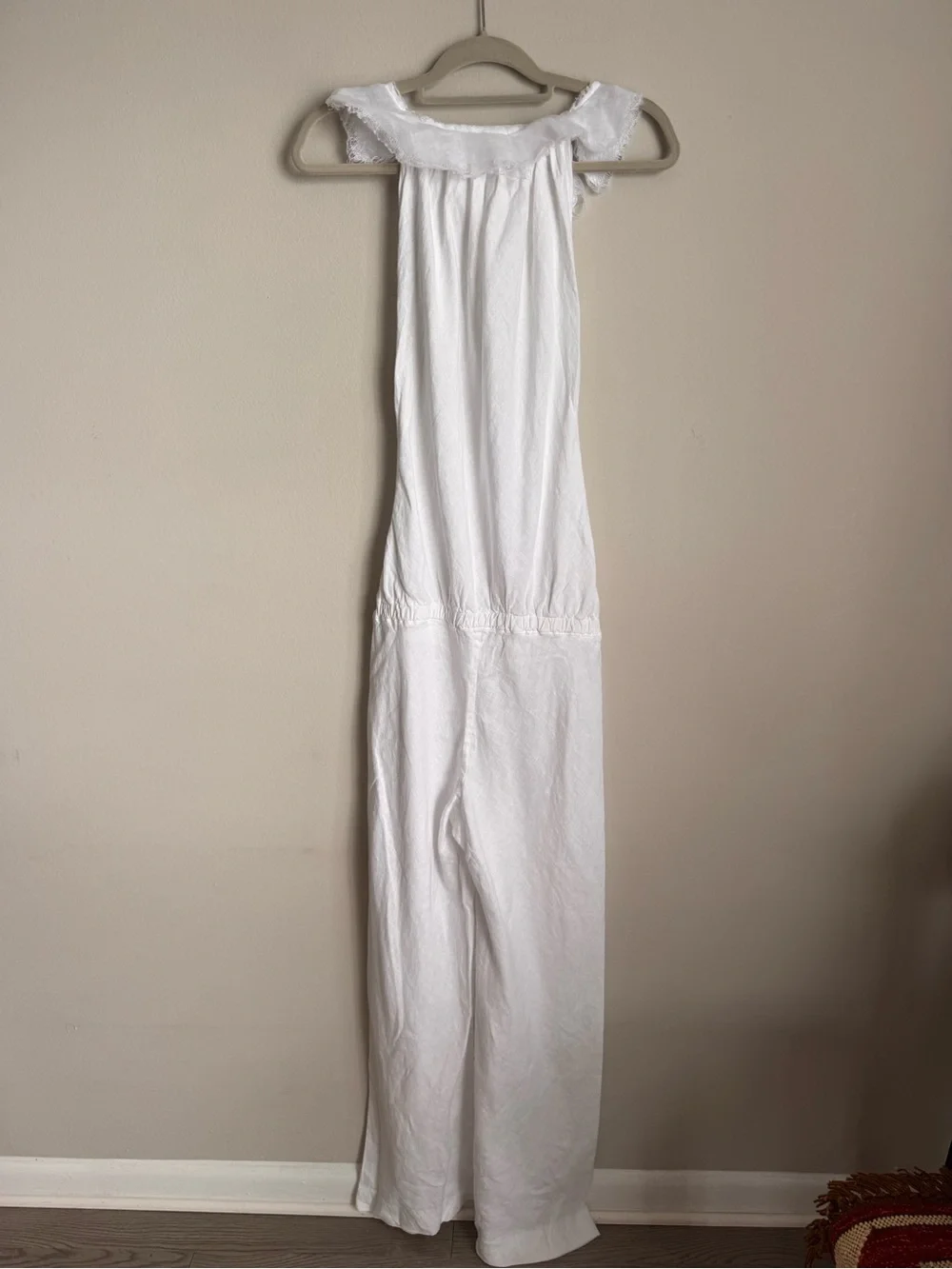 Albar & Niveo 100% Linen White Wide Leg Jumpsuit Size S Boho Coastal Resort - Picture 8 of 12
